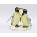 Karl Ens porcelain group with two Emperor penguins, printed factory marks 20cm high