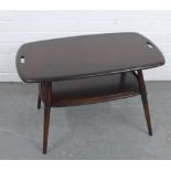 Ercol dark elm two tier coffee table, 44 x 73 x 45cm