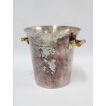 Ravinet D'Enfer silver plate champagne bucket with gilt metal handles, circa 1980, 20cm high