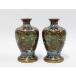 A pair of cloisonne dragon vases (2) 15.5cm.