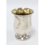 Swedish silver beaker of fluted design, the base inset with a commemorative coin, 10cm high