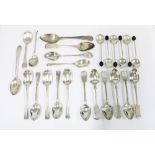 A quantity of 18th & 19th century silver teaspoons, various hallmarks together with a set of six