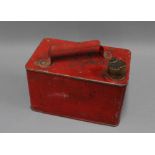 Vintage red metal 'Petroleum' can, 16 x 35cm