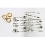 Victorian Scottish silver teaspoons and matching sugar tongs, Edinburgh 1854 and two Scottish silver