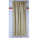 A pair of cream floral patterned curtains, lined 284 x 320cm
