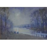 H H Allan, (SCOTTISH) 'Killin by Moonlight', watercolour, signed and framed under glass, 26 x 19cm