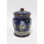 Doulton Lambeth Art Nouveau stoneware tobacco jar and cover, impressed backstamp, HD & 2552, 15cm