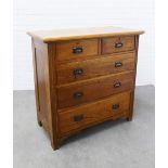 Early 20th century oak chest, the rectangular top above two short and three graduating long