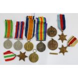 WWI medals awarded to 32050 PTE A.BROWN, R. Scots and one other, WWII medals with Liberation of