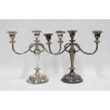 Pair of silver plated candelabra, 19 x 33cm (2)
