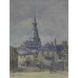 Charles Gray Kennaway, (1860 - 1925) watercolour of a town square, signed and dated 1904, framed