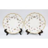 Pair of Royal Crown Derby 'Royal Antoinette' gilt floral plates with a scalloped edge, 26cm dia. (2)