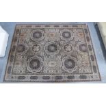 Eastern rug, beige field with allover geometric pattern and border, 275 x 370cm