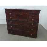 Victorian mahogany chest, the rectangular top above an arrangement of eight drawers. 103 x 124 x