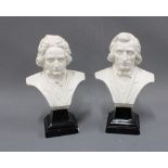 Beethoven and Chopin busts. 29 x 18cm. (2)