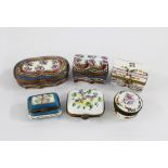 Five Limoges handpainted porcelain and gilt metal mounted pill boxes together with an unmarked