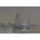 Charles Gray Kennaway, (1860 - 1925) watercolour of a harbour scene, signed, framed under glass,