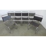 After Mies Van De Rohe a set of six MR10 cantilever chrome and leather dining chairs, circa 1980s 85
