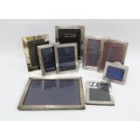 Six silver photograph frames and three silver plated frames, (largest one a/f, 26 x 21cm) (6)