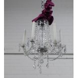 Chandelier, five arms with lustres, approximately 50cm diameter
