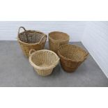 Four wicker log baskets. 54 x 60cm. (4)