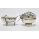 Art Nouveau silver sugar bowl, Mappin & Webb, London 1911 together with a silver rose bowl,