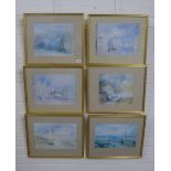 After Turner, a set of six prints, in glazed giltwood frames, sizes overall 46 x 38cm (6)