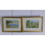 Continental watercolours, a companion pair, signed by the same hand and framed under glass, 26 x