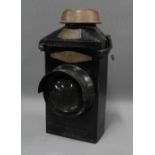 Black railway lantern by Lamp Manufacturers and Railway Supplies Ltd London, "ADLAKE" No. 22, Marked