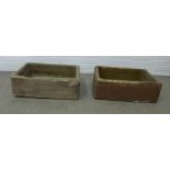Two glazed stone troughs. 21 x 61 x 40cm. (2)