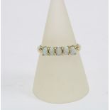9ct gold five stone opal dress ring, size R