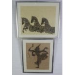 Two Thai prints, framed with glass (2)