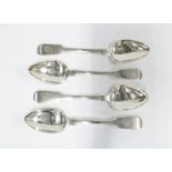 George VI set of four 19th century silver dessert spoons, George Turner, Exeter 1825, 17cm long (4)