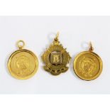 Two early 20th century 9ct gold Royal Dornoch Golf Club Scratch medals, 1926 & 1927 together with an