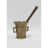 Brass mortar and pestle, mortar 14cm