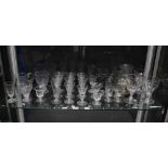 Collection of 19th century glass to include stemware, rummers, decanters, etc (39)