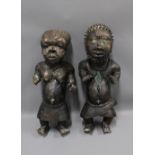 Two African Benin bronze figures, approximately 46cm tall (2)