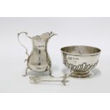 Victorian silver cream jug, Chester 1896, Victorian silver sugar bowl, London 1892 and a silver