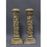 Elizabeth Fuller Orchard, pair of plaster column candle holders simulating giltwood, one a/f,