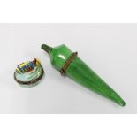 Limoges novelty green chilli pill / trinket box, 10cm long together with a Limoges porcelain pill