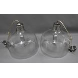 Pair of glass light pendant shades, 32cm tall x 35cm diameter