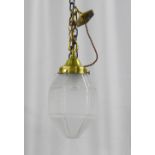 Lantern shaped brass and glass ceiling light, approximately 20cm diameter