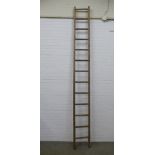 Long vintage wooden ladder, 332 x 39cm