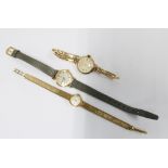 Ladies vintage wristwatches to include 9ct gold Vertex watch on a 9ct gold bracelet strap, gold