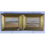 David Symons, companion pair of shore scene watercolours, signed and dated 1915, under glass