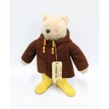 Paddington Bear, Gabrielle Designs, with brown duffle coat and Dunlop Wellington boots, 49cm