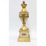Classical urn style gilt table lamp base, 58cm