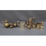 Box of assorted Epns and silver plate items to include a sugar castor and tea sets etc (a lot)