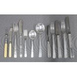 A suite of Walker & Hall Art Deco flatware, silver plated and other flatwares (a lot)