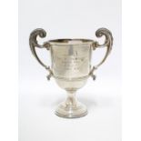 George V silver twin handled trophy cup, Birmingham 1924, 21cm